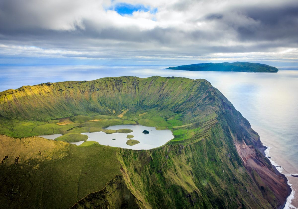 Aerial view Corvo Azores by Samuel Domingues Shutterstock