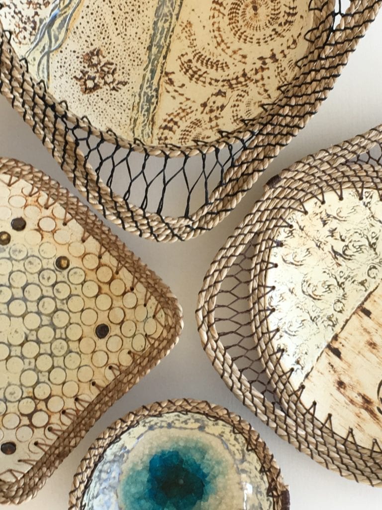 embossed stoneware seagrass detail in outer hebrides