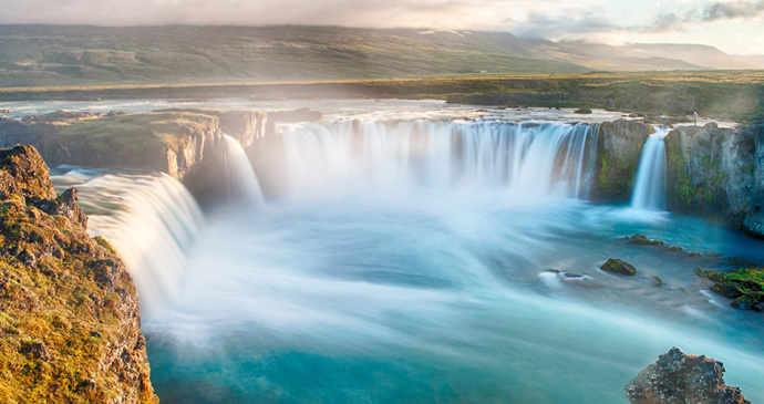 Goðafoss waterfall from above, Iceland 