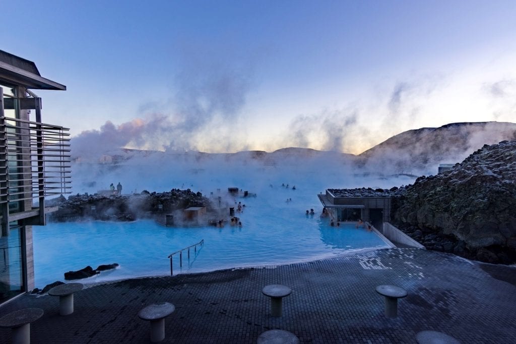 Mist above the blue lagoon in iceland 