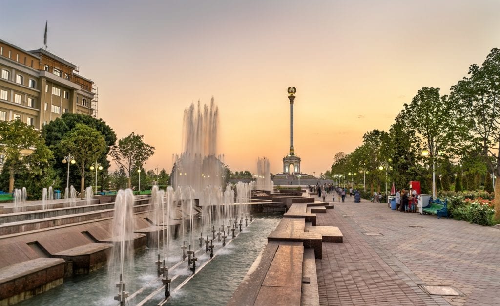 This image has an empty alt attribute; its file name is independence-avenue-dushanbe-tajikistan-shutterstock_730274068-1024x626.jpg