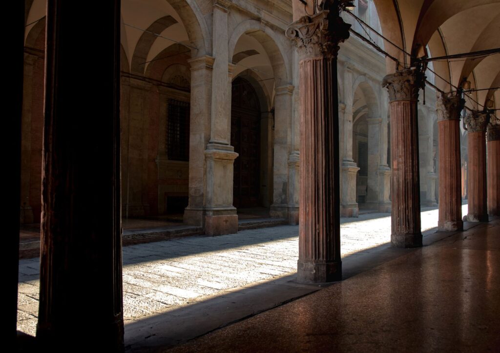 Porticoes on the Via Zamboni in Bologna