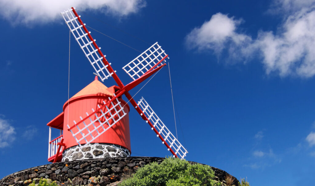 Windmill Pico island Azores Portugal