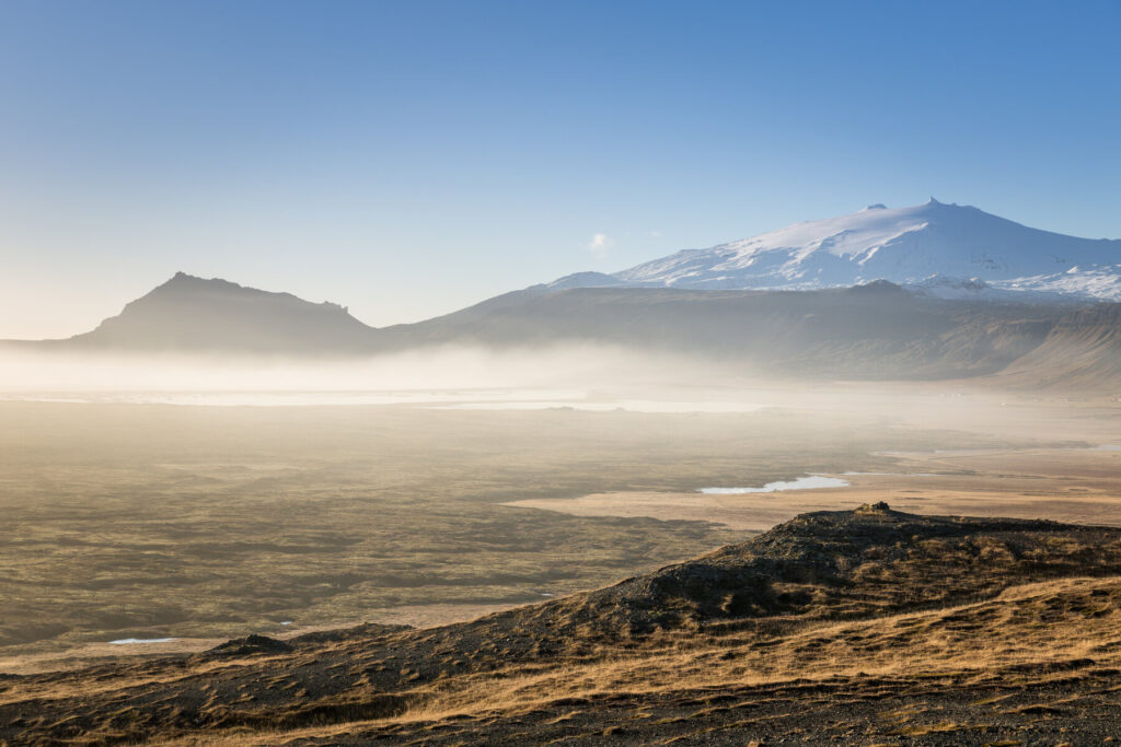 snow capped peak of snaefellsjokull, Iceland ring road itinerary 