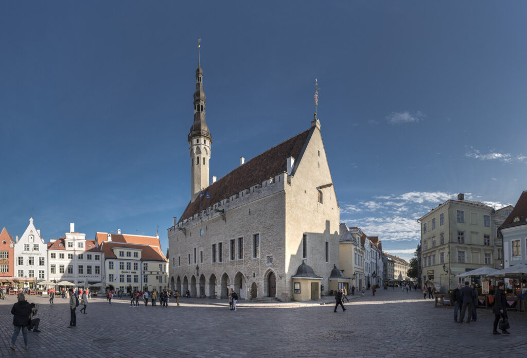 Tallinn's Town Hall Square is full of visitors at every time of year.