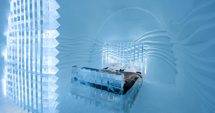A room at the Icehotel in Sweden 
