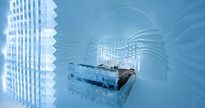 A room at the Icehotel in Sweden