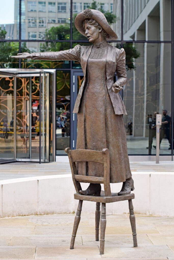 Our Emmeline statue, on St Peter’s Square in Manchester.