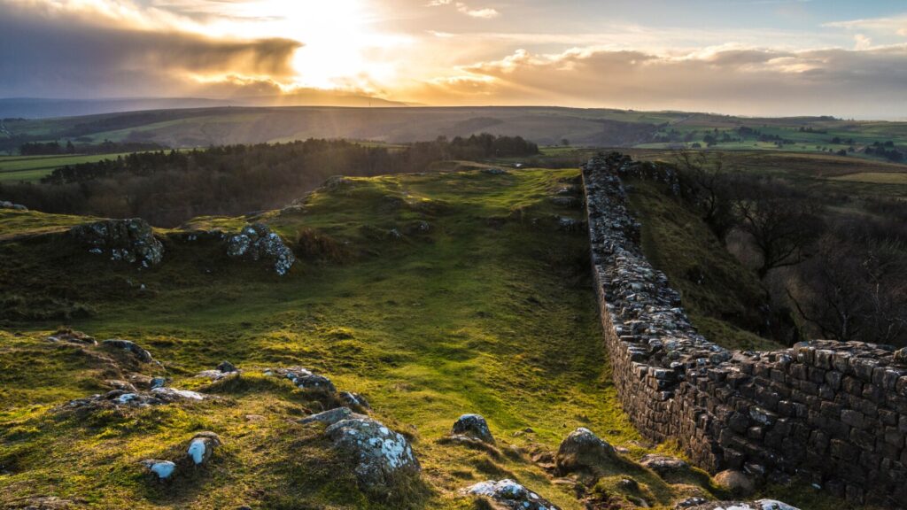 Hadrian's Wall at sunset 