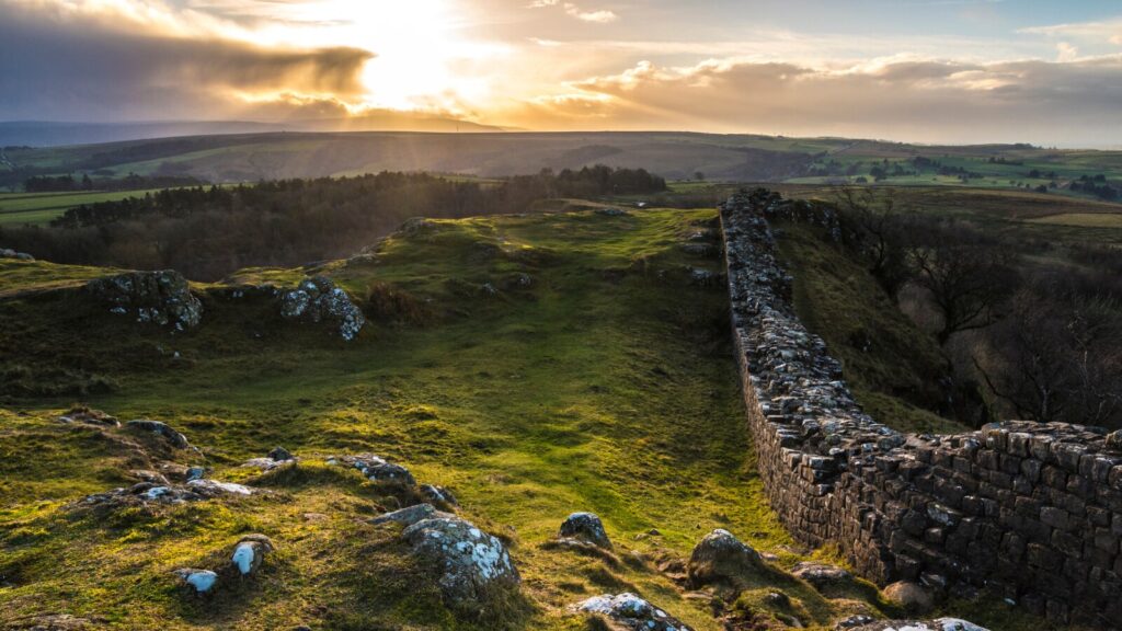 Hadrian's Wall at sunset 