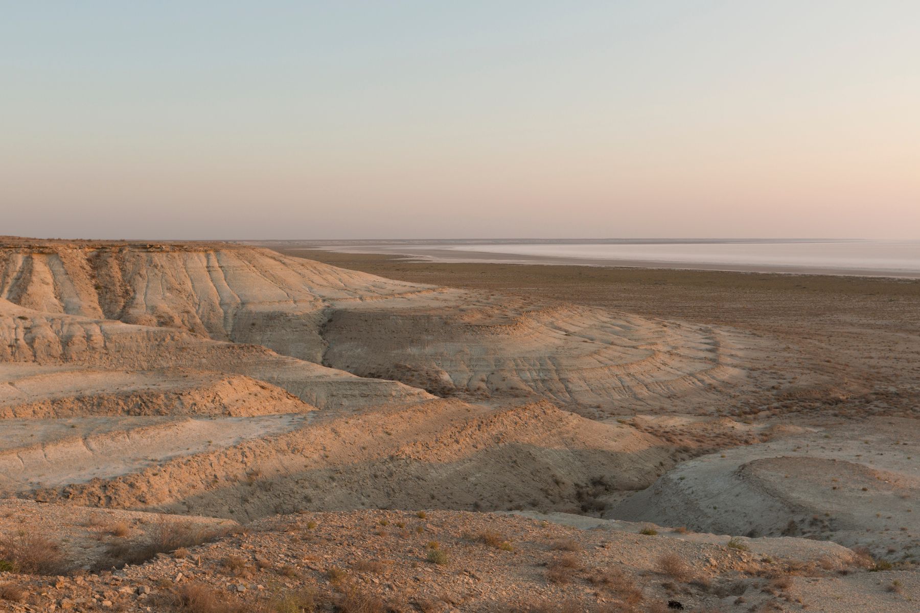The canyons and cliffs of the Ustyurt Plateau on the Aral Sea, Karakalpakstan