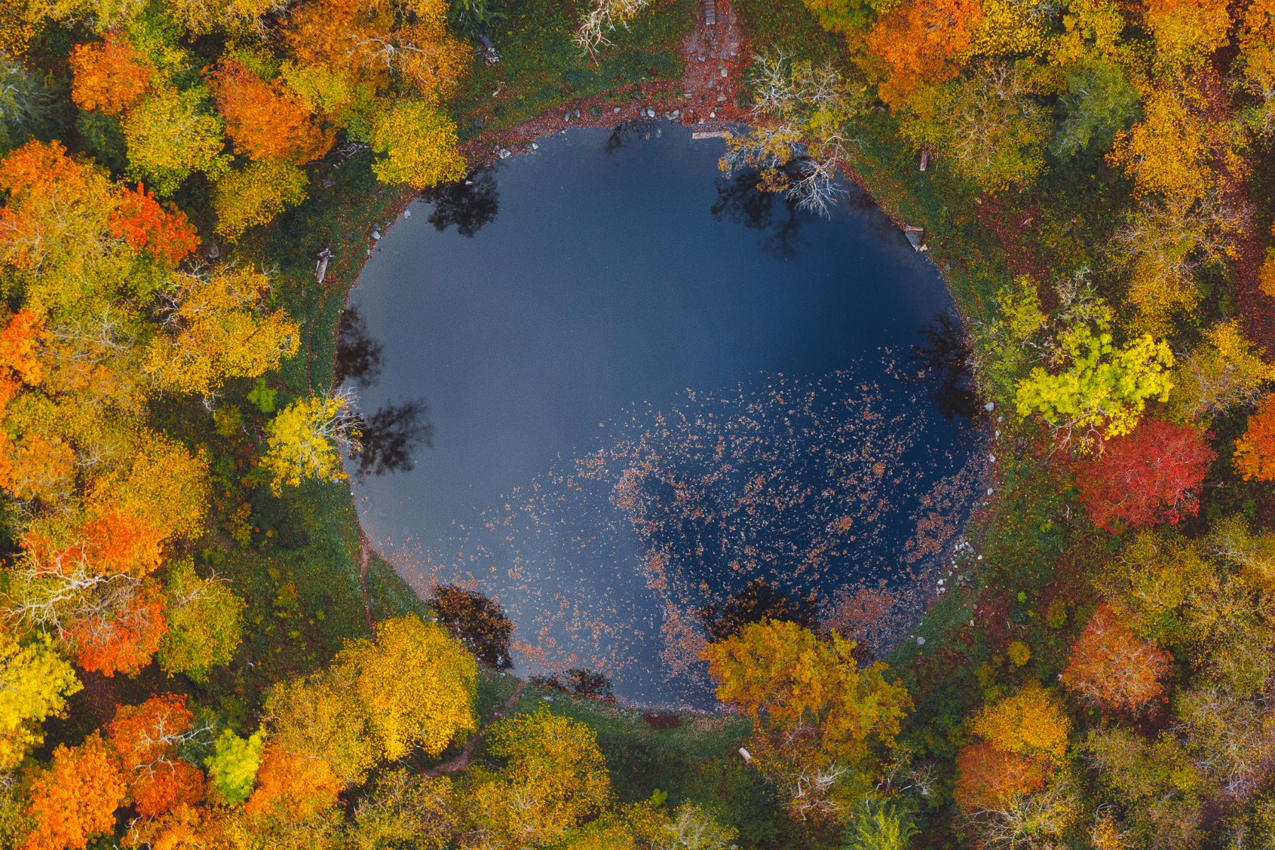 The Kaali Crater Lake in Estonia seen from above