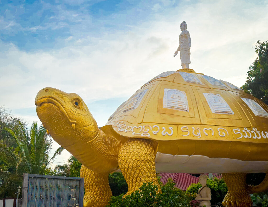 Sculpture of the golden turtle in Wat Phong Sunan in Phrae