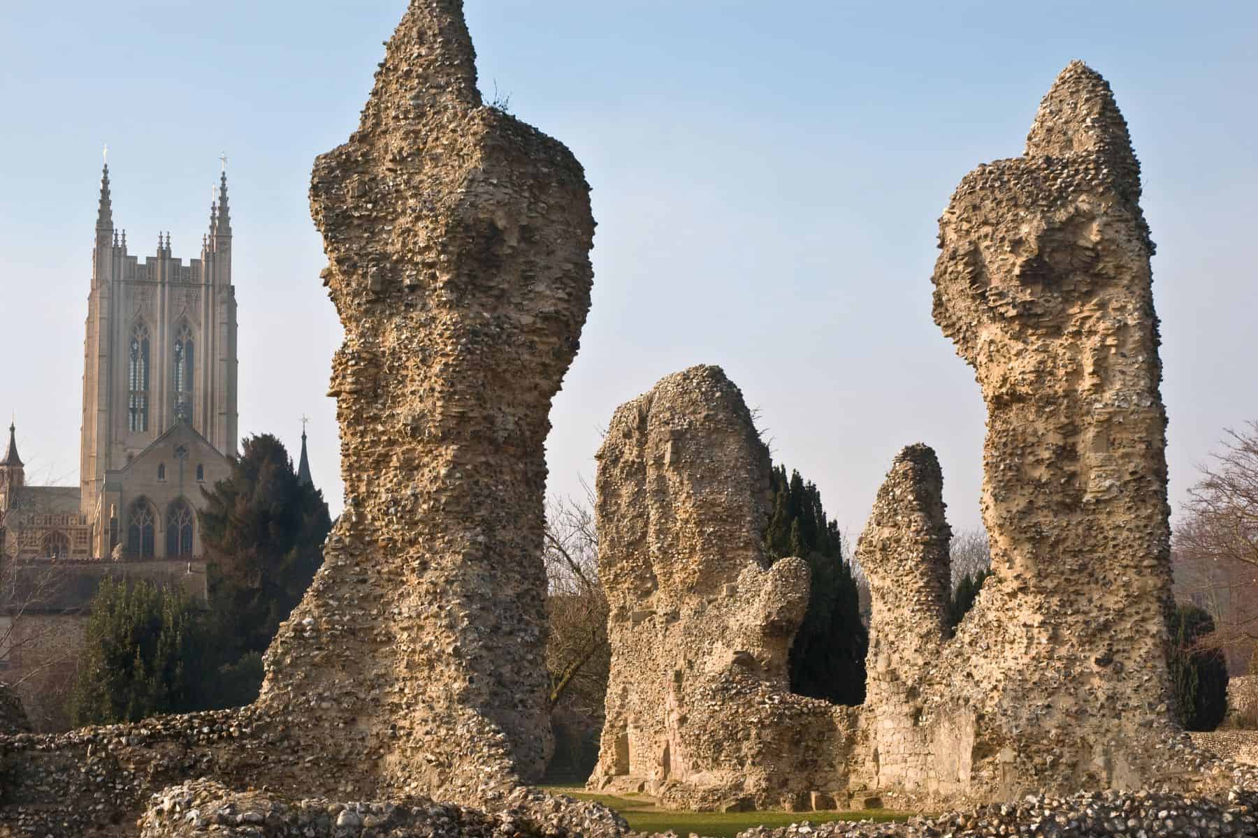 The ruins of the abbey of Bury St Edmunds, Suffolk