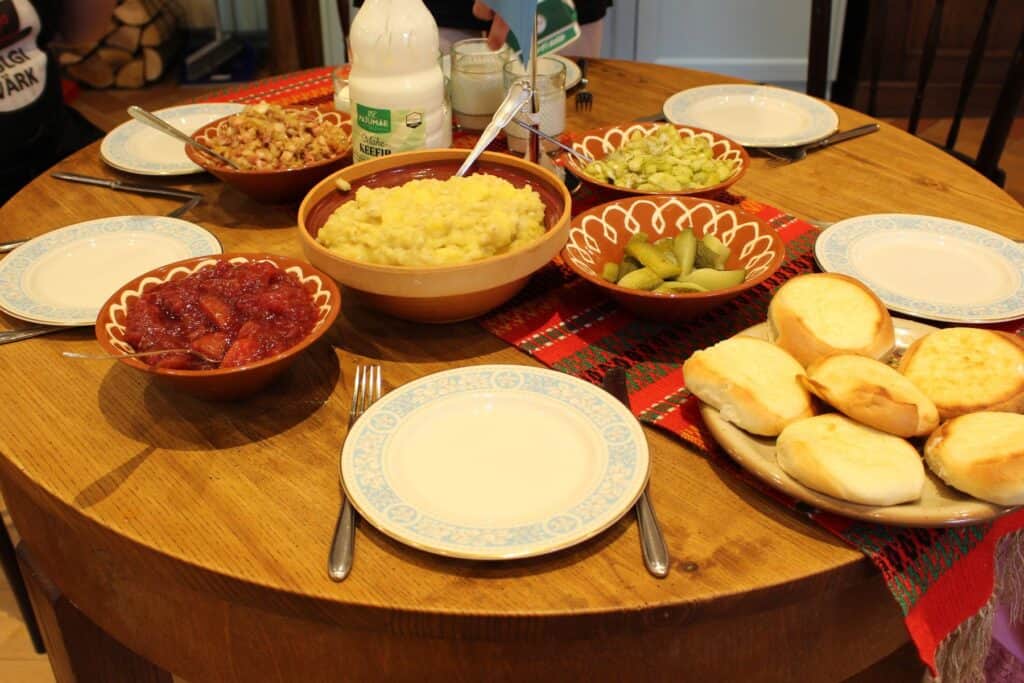 A table of traditional Estonian dishes