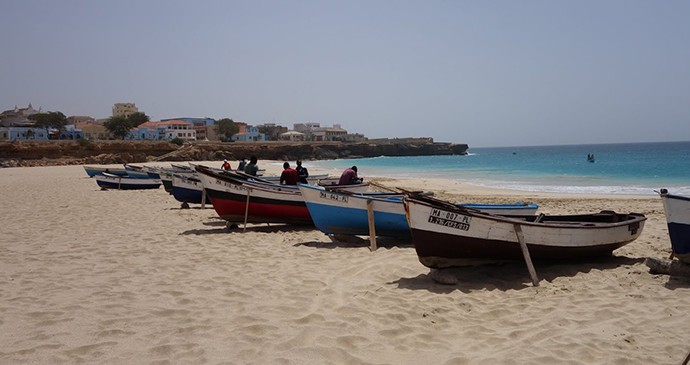 Fishing boats on the beach at Porto Inglês Cape Verde