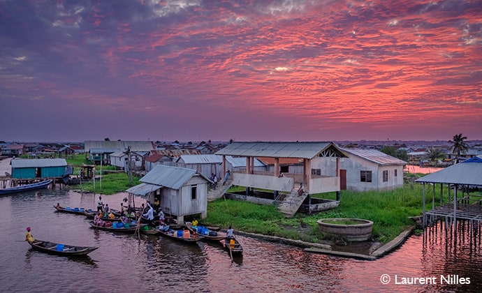 The floating silt village of Ganvié, Benin