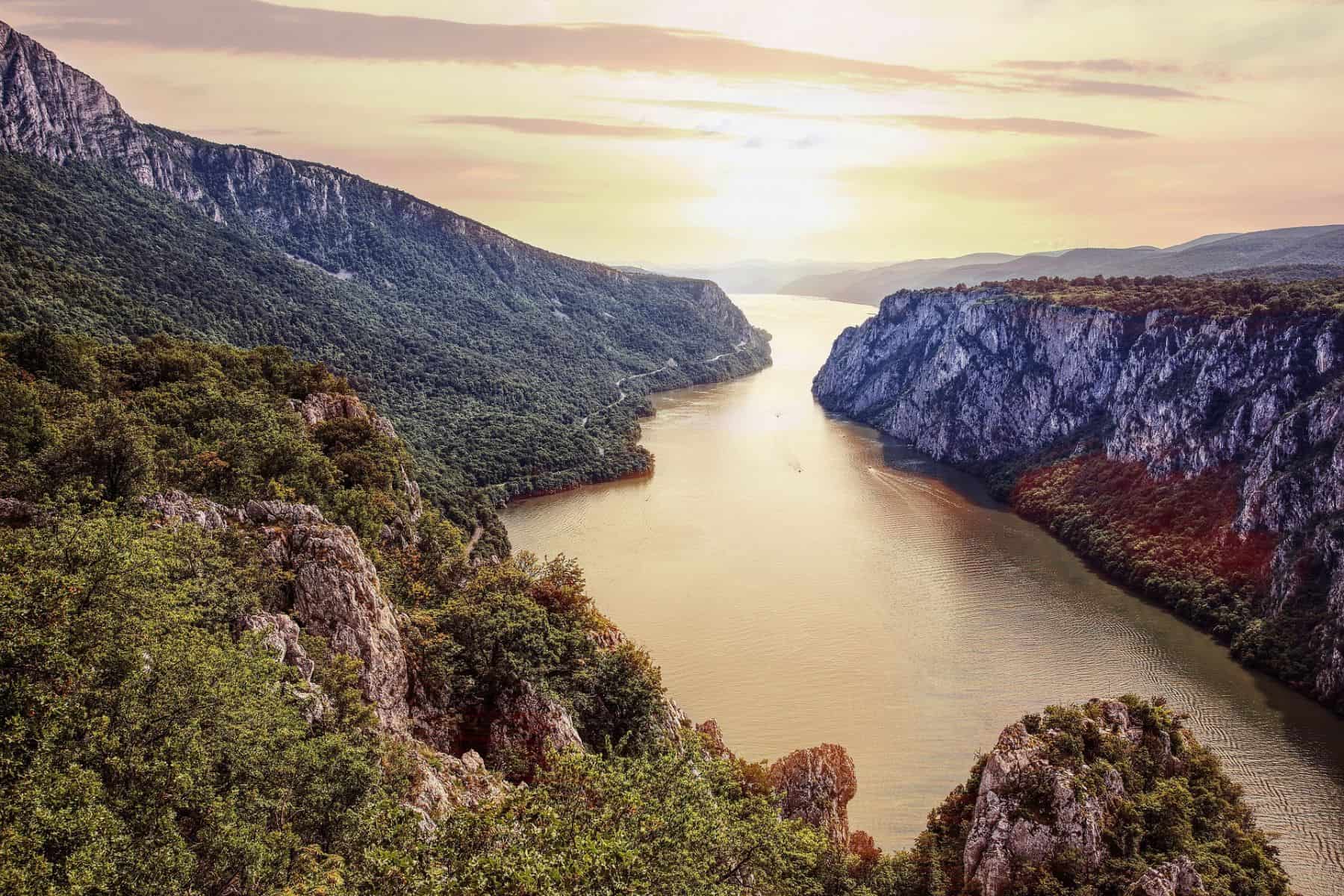 The Iron Gates of the Danube River, on the border between Serbia and Romania