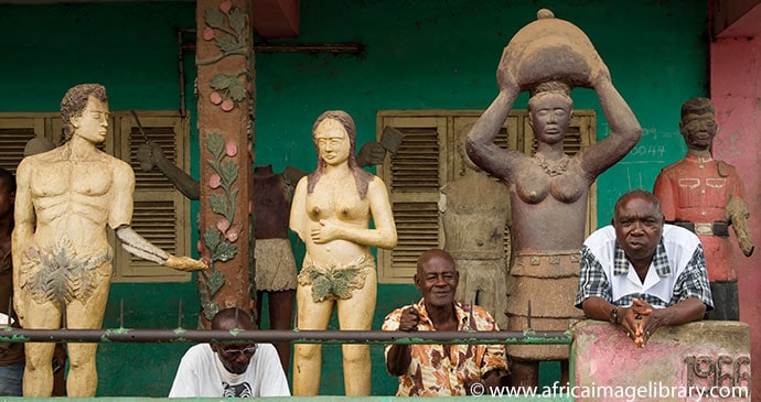 A posuban shrine of Adam and Eve in Elmina Ghana