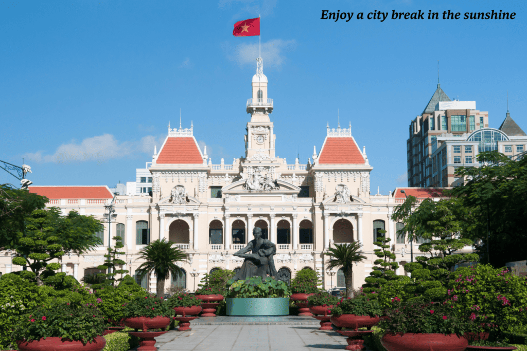 Colonial buildings in Ho Chi Minh City Vietnam 
