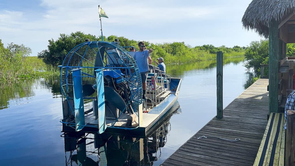 Boat on the Everglades in Miami Florida 