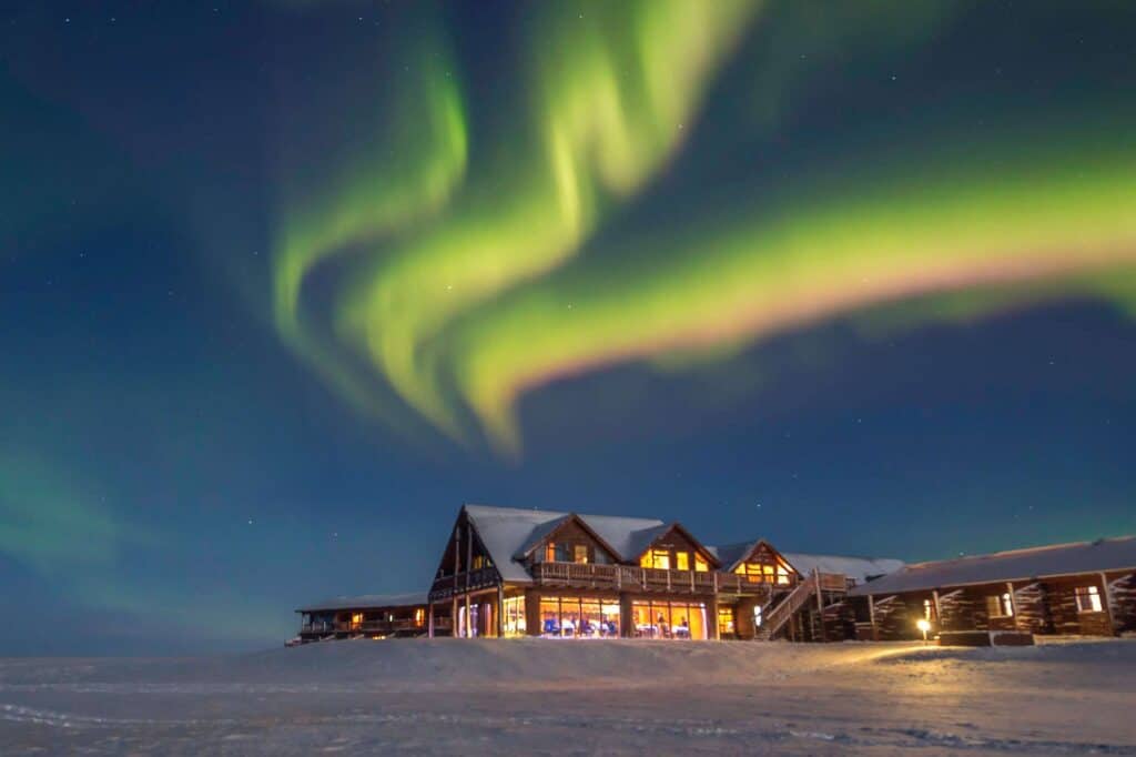 The northern lights glow above Iceland's Hotel Ranga 