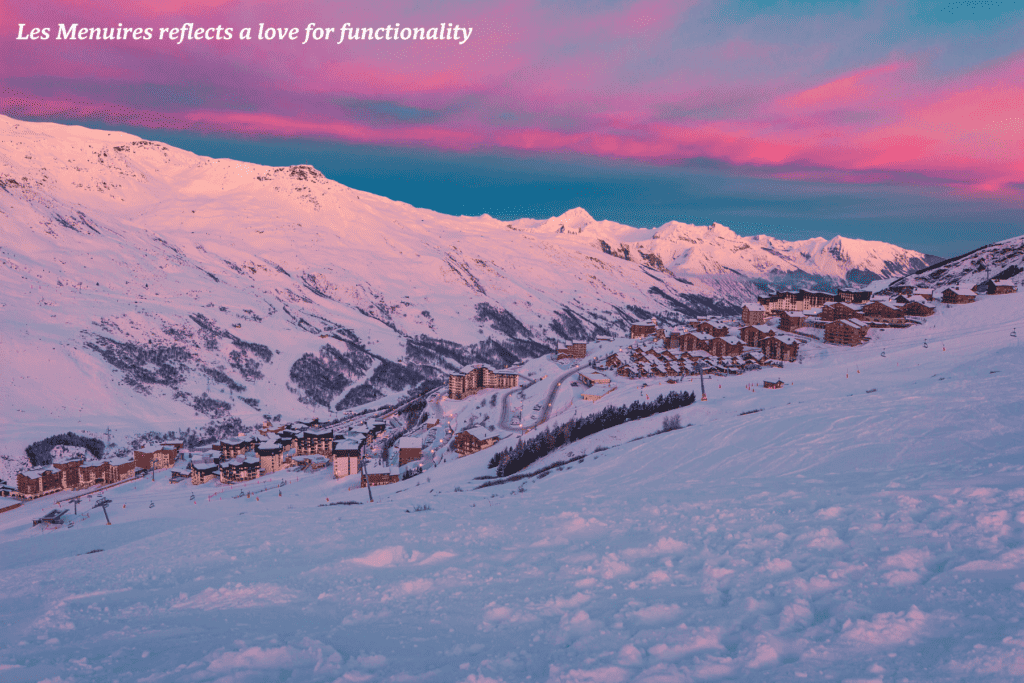 Les Menuires, France at sunset 