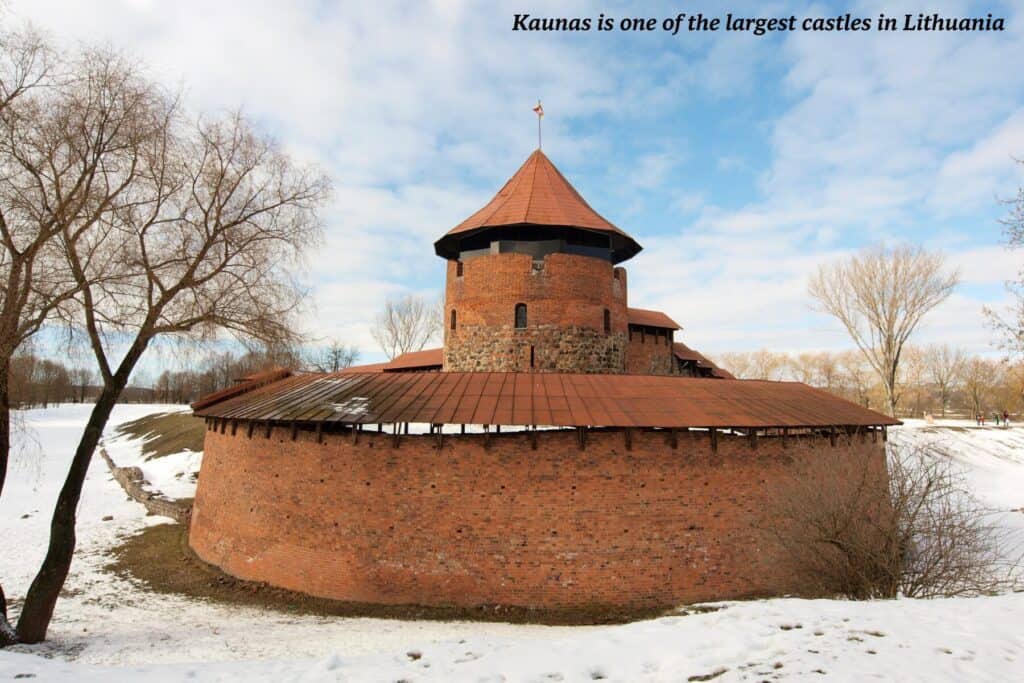 Kaunas Castle in Lithuania surrounded by snow 