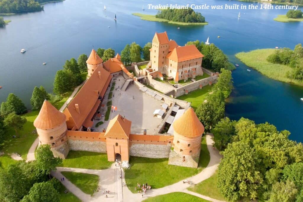 Aerial view of Trakai Island Castle, Lithuania 