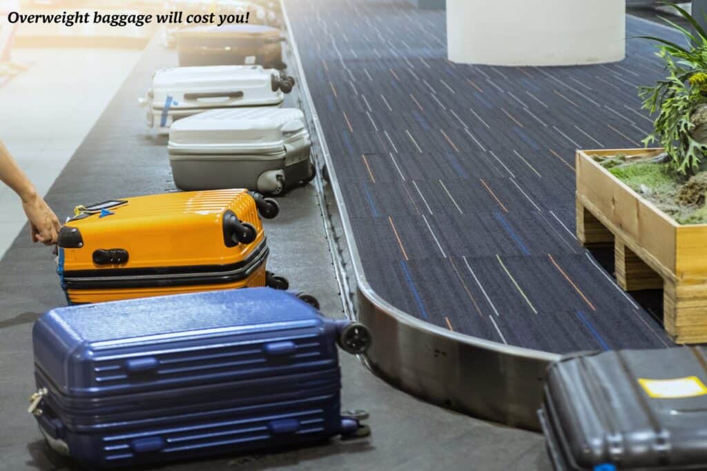 Suitcases on a baggage carousel at the airport