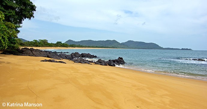Orange sand on John Obey beach in Sierra Leone 