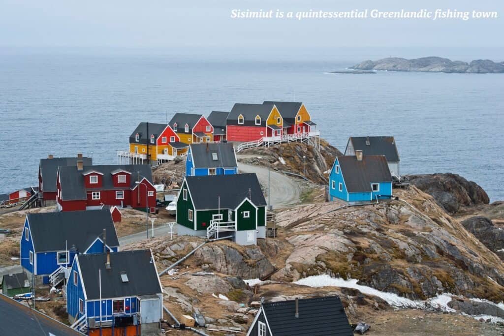 Colourful houses by the water in Sisimiut, Greenland 