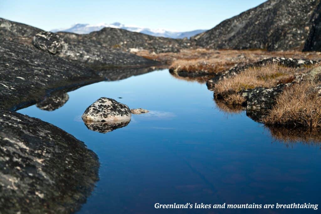 Mountain and lake landscape, Greenland travel itinerary 