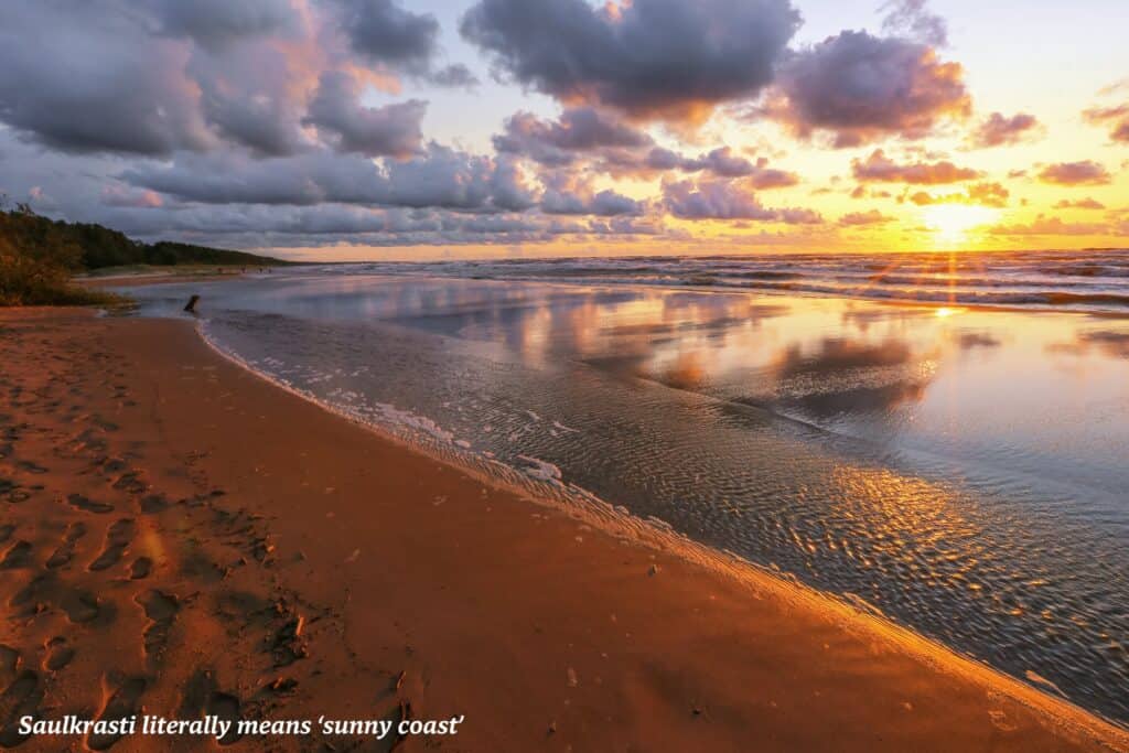Sunset along the sand of Saulkrasti, best beaches in Latvia 