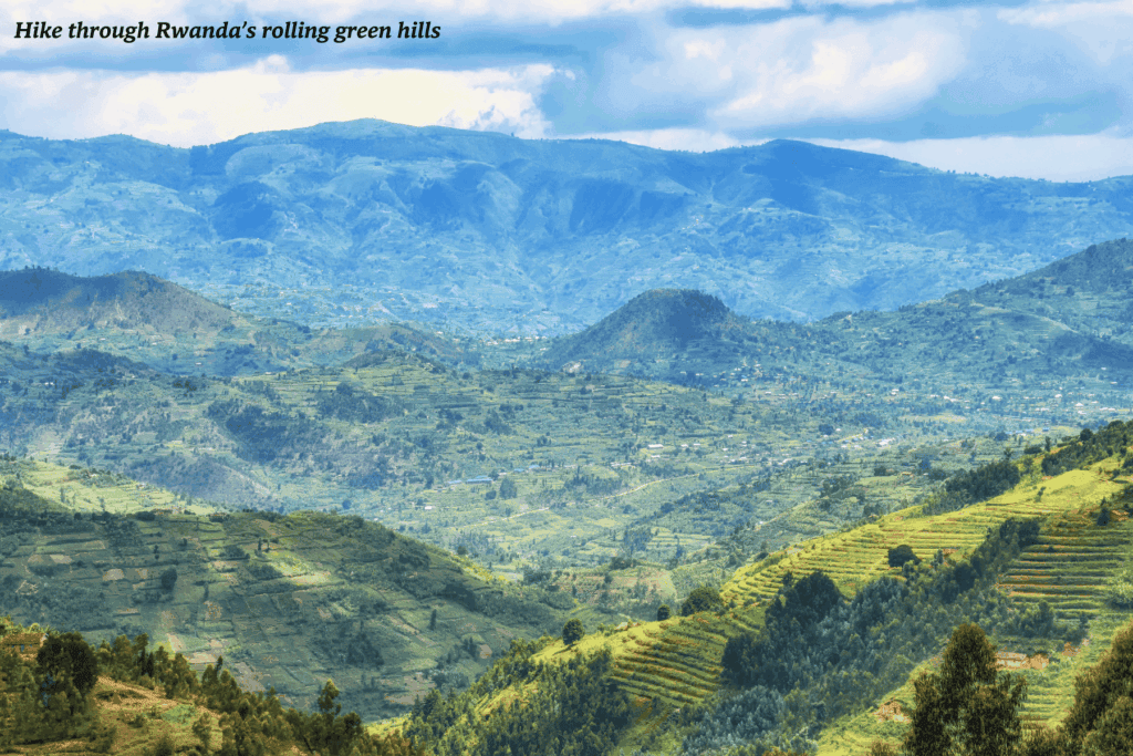 Rolling green hills in rural Rwanda - best places to travel in 2026