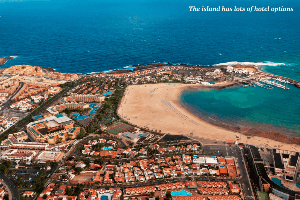 Houses pictured from above in Fuerteventura, Spain - is Fuerteventura good for families?