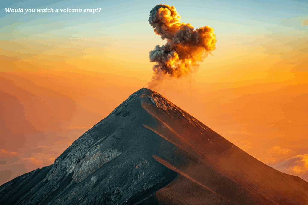 Fuego volcano erupting at sunrise in Guatamala -  the best places to go in Latin America 