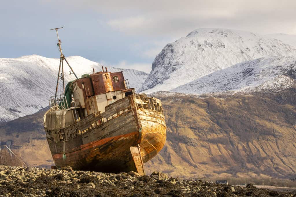 Wreck of the 'Old Boat of Caol' in Fort William, Corpach - where to take photos in Britain
