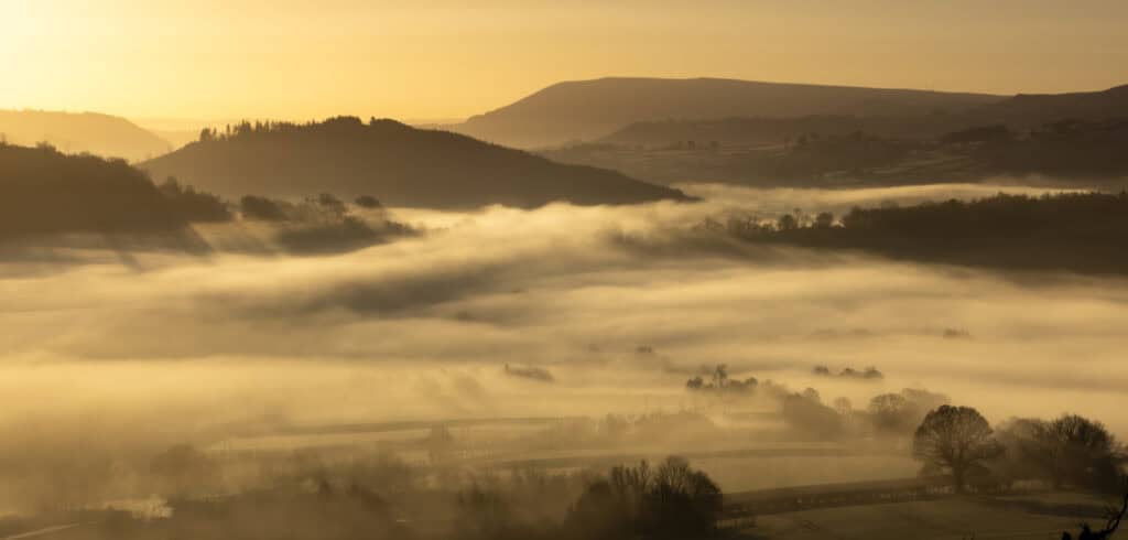 Misty sunrise in Brecon Beacons National Park photo by William Gray