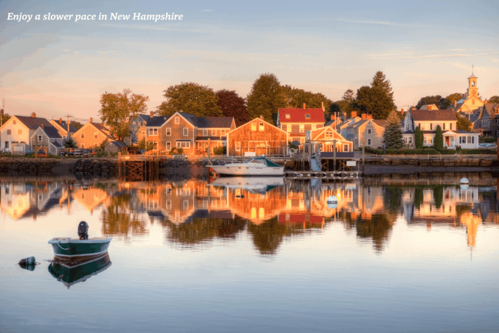 Boat on the water in Portland, New Hampshire - best train rides in the USA
