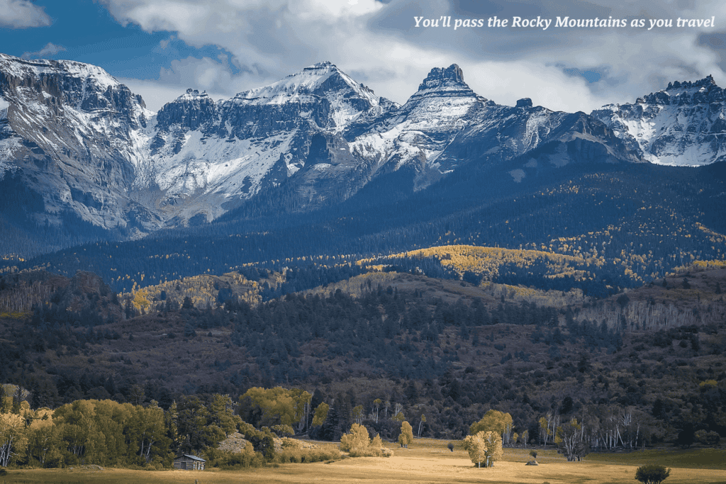 Snowcapped Rocky Mountains in Colorado - best train rides in the USA