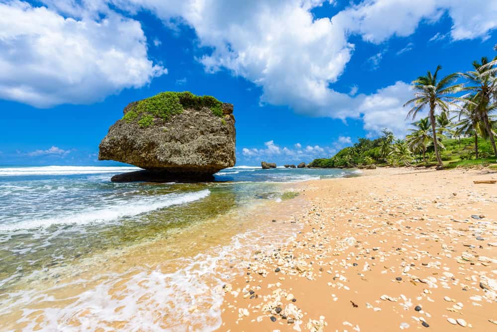 Rocky outcrop on Barbados beach