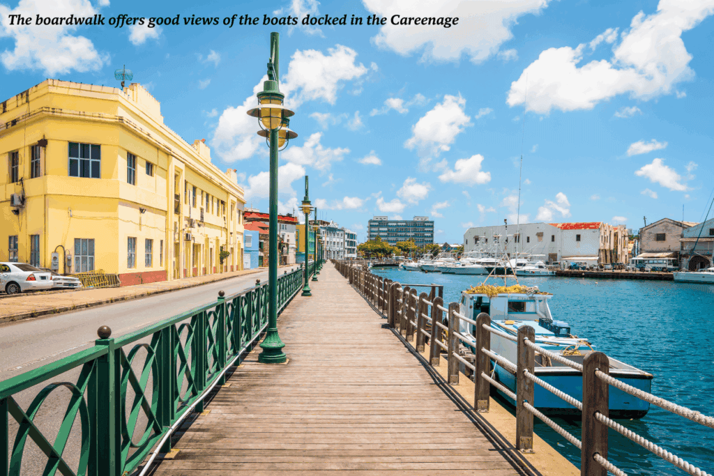 Colourful houses along Bridgetown Boardwalk in Barbados