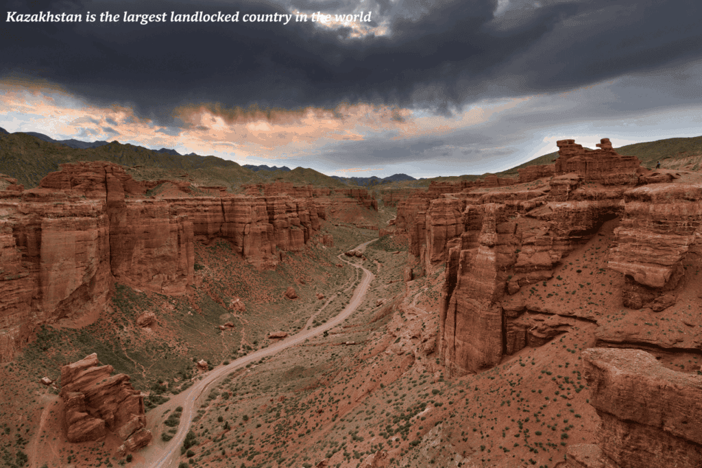 Charyn canyon on a cloudy day in Kazakhstan
