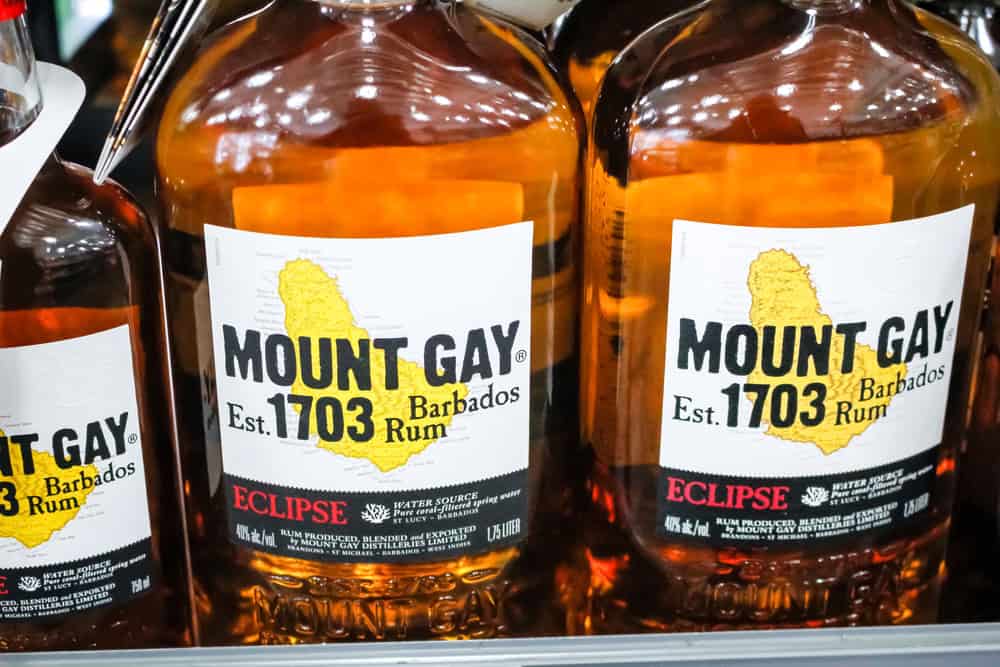 Bottles of 1703 Mount Gay Rum from Barbados