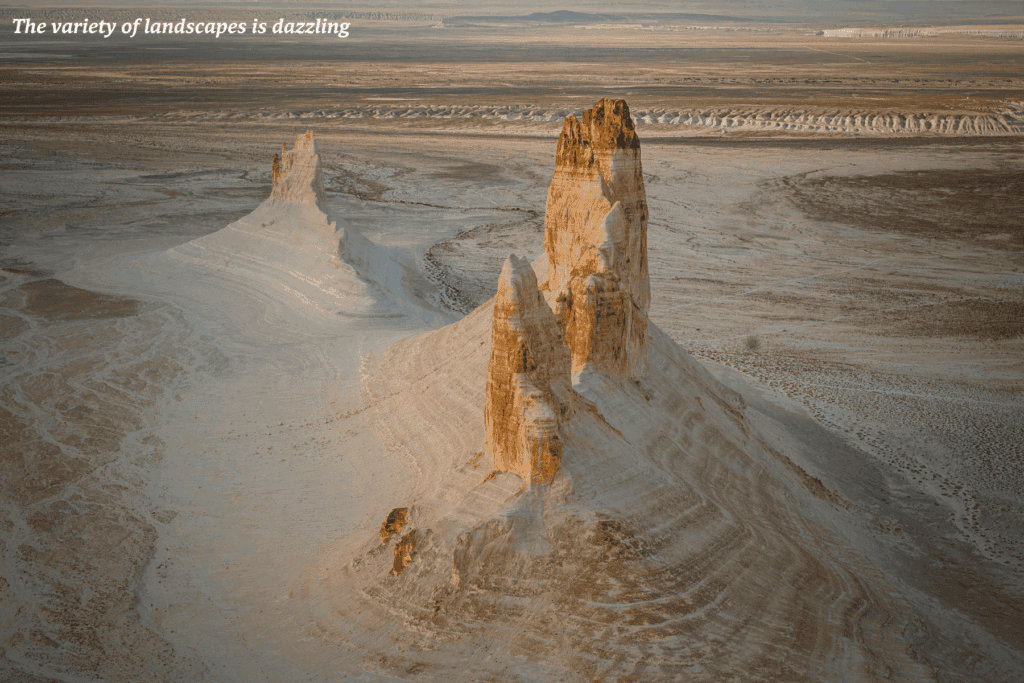 Interested rock formation in rural Kazakhstan
