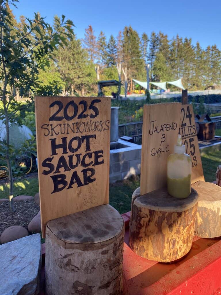 Hot sauce bar at the FireWorks Feast on Prince Edward Island, Canada