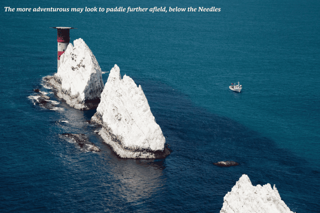 Needles in the ocean on the Isle of Wight, England