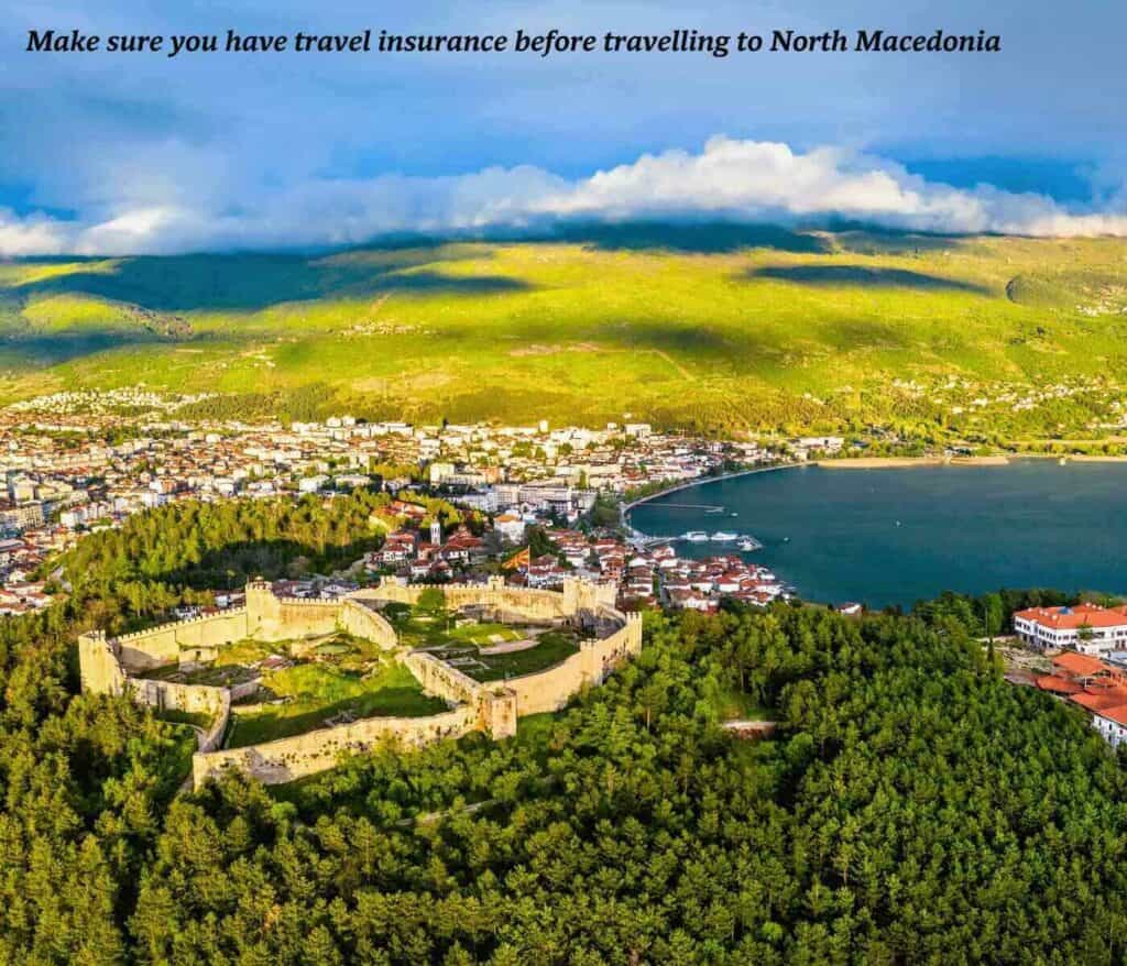 Aerial view of Samuel's Fortress in Ohrid, North Macedonia