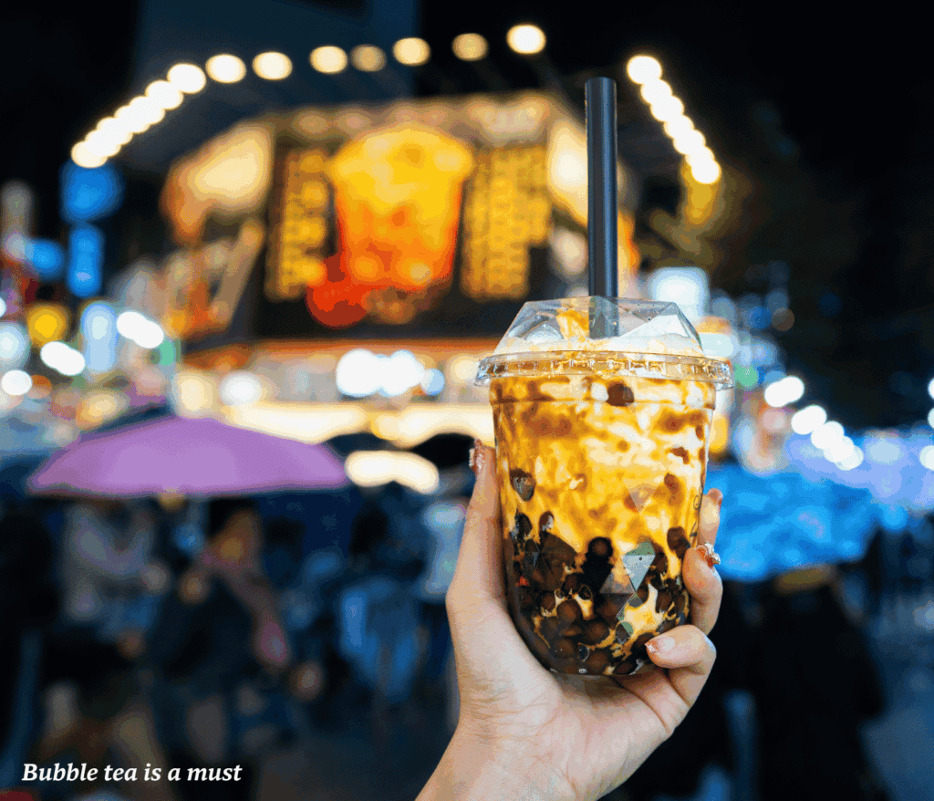 Man holding a milk bubble tea in Taiwan